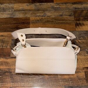 Anna Paola Italian Leather Handbag Ivory/latte Shoulder Bag‎ Removable Strap